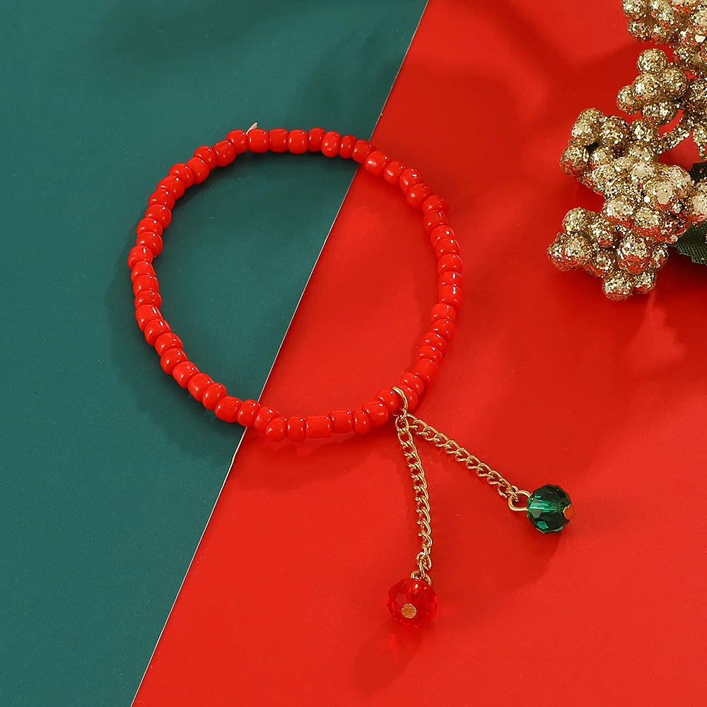 3PCS Set Christmas Bracelet For Women Girls Red Bell Snowflake Pendant Women Beads Thread Rope Bracelet Cute Fashion Jewelry image 5