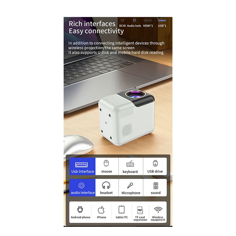 Suitable X10 Wifi Mini Projector 1080P HD Universal Projector Manual Zoom Smartphone Projector Movie PC TV Easy Install With UK