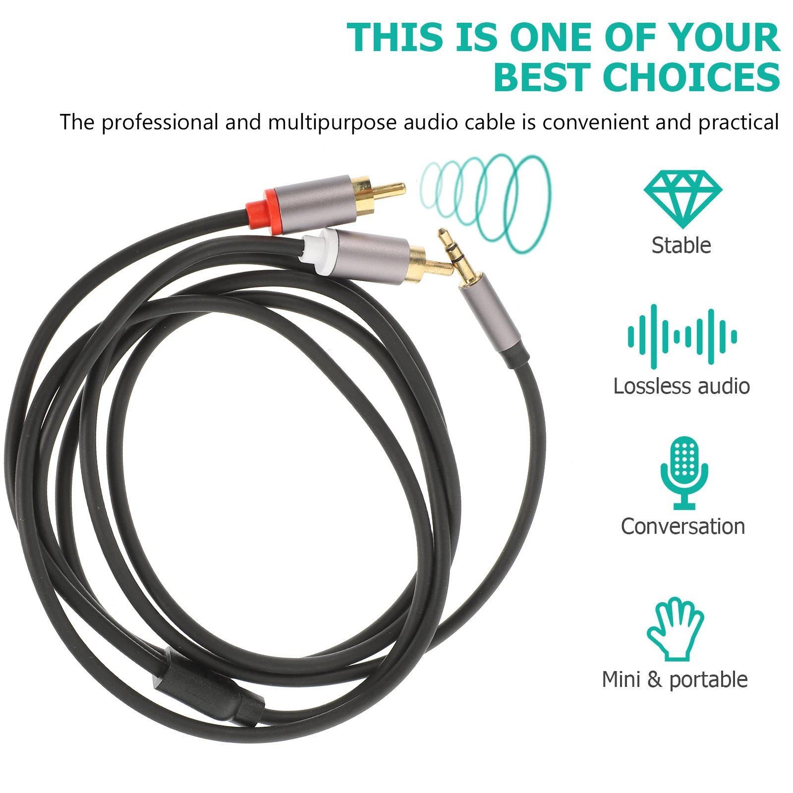 

3.5Mm Audio 1 Out Splitter Headphone Cord For Smartphone Tablet Laptop Car Stereo Jack Universal Compatibility Speakers