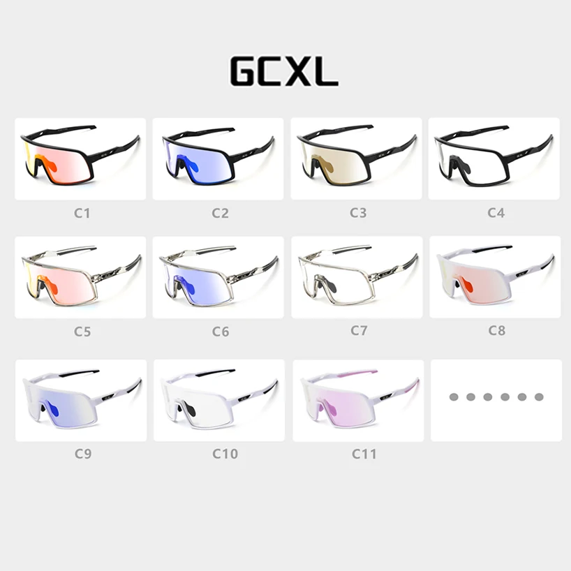 GCXL Photochromic Cycling Glasses UV400 Sunglasses Outdoor Sports  Eyewear MTB Bicycle Riding for Men Women Road Bike Goggles