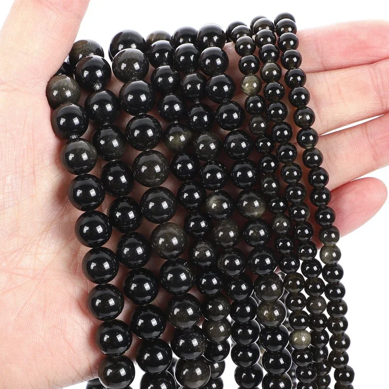 Natural Red Garnet Stone Obsidian Beads Round Loose Spacer Bead For Jewelry Making DIY Bracelet Necklace Charms Accessories