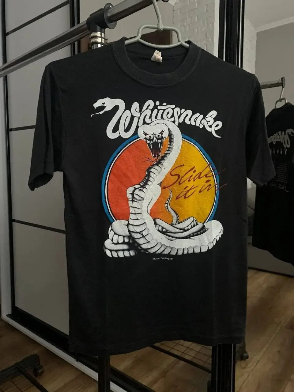 Футболка Whitesnake Band Slide It In 1984 Tour, Винтажная футболка с большим логотипом, длинными или короткими рукавами