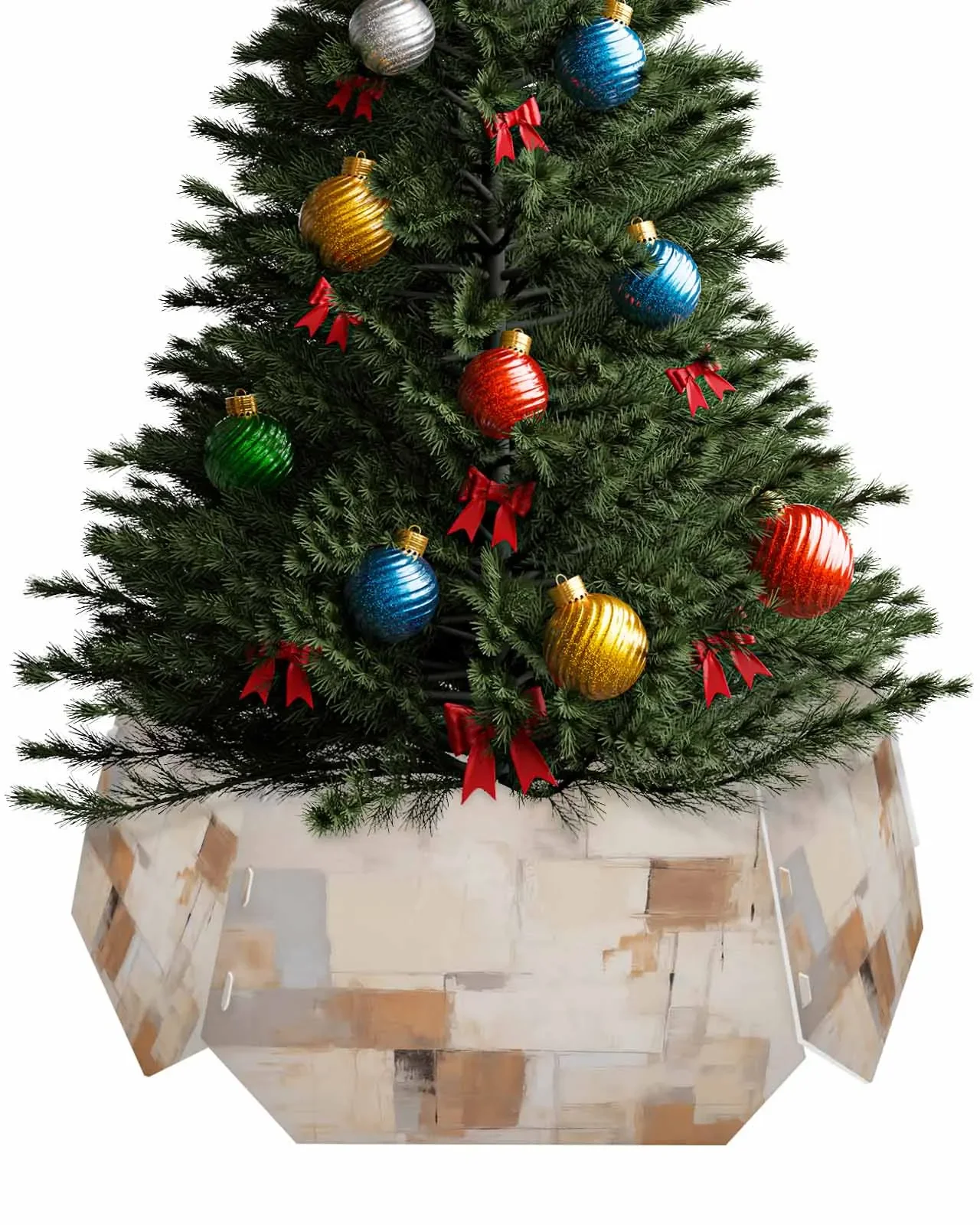 Brush Color Block Abstraction Christmas Tree Creative Printed stereoscopic Tree Bottom Decoration Festival Party Tree Skirt