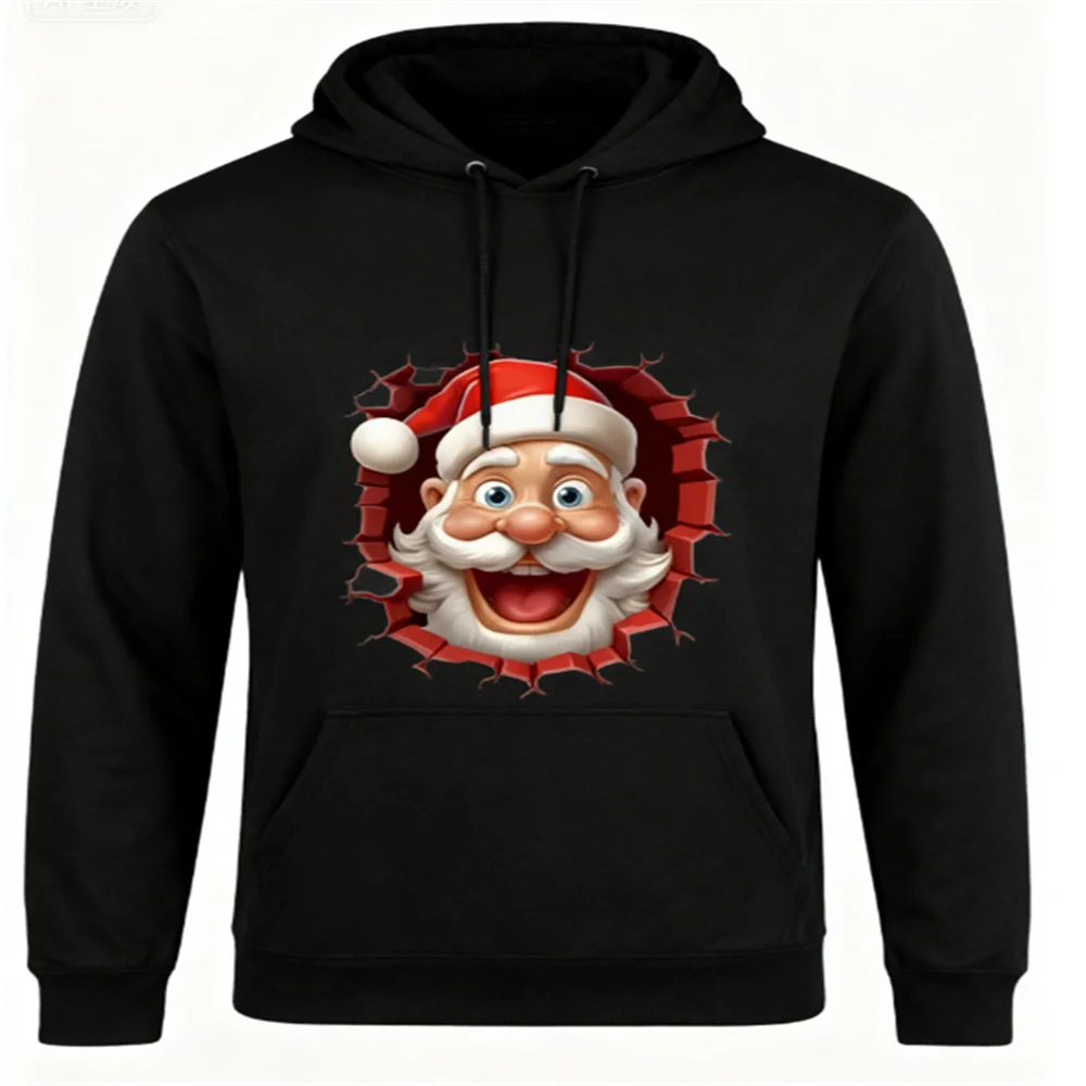 

Christmas Element Men's Hooded Sweatshirts Cartoon Santa Claus Printing Hooded Shirt X'mas Clothing Autumn Winter Loose Tops