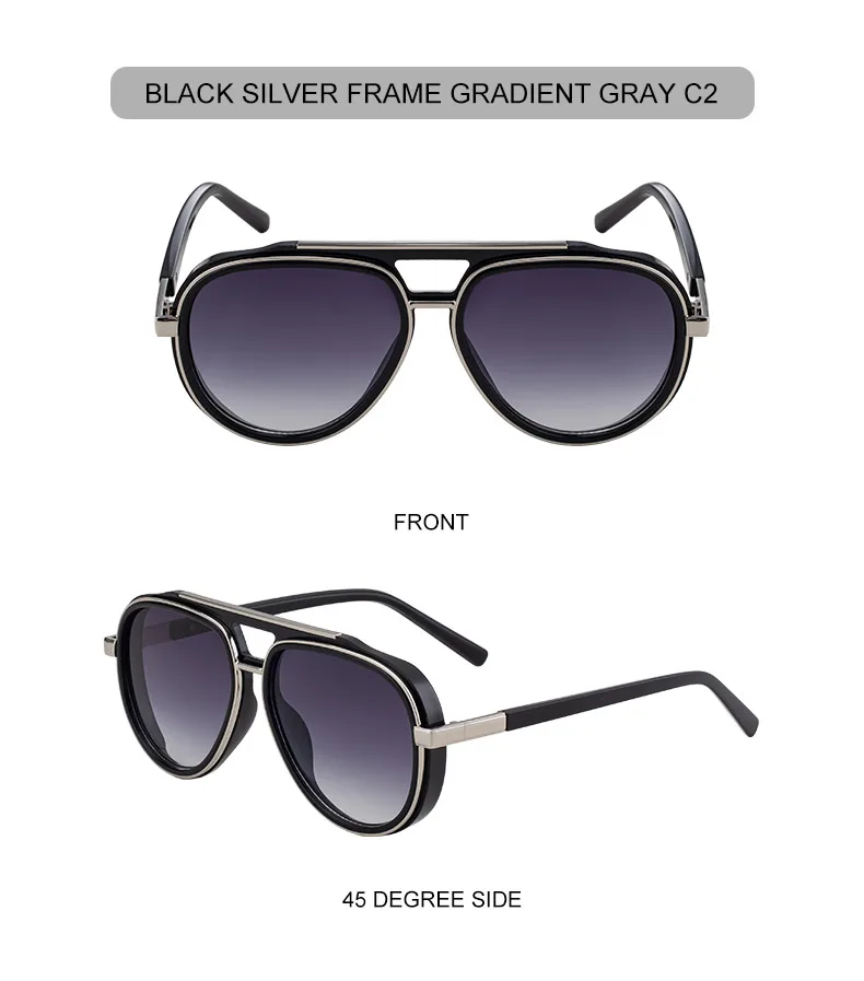 Übergroße Pilot Polarisierte Sonnenbrille Männer 2026 Luxus Marke Vintage Doppel Strahl Gläser Oval Punk Brillen Fahren Outdoor Shades – Detail 17
