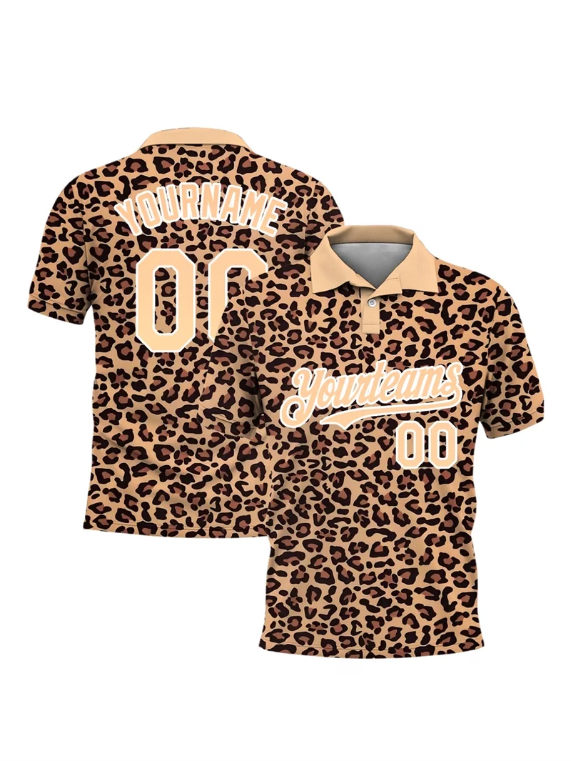 Custom Leopard Print Men's Polo Shirts 3D Print Casual Wear