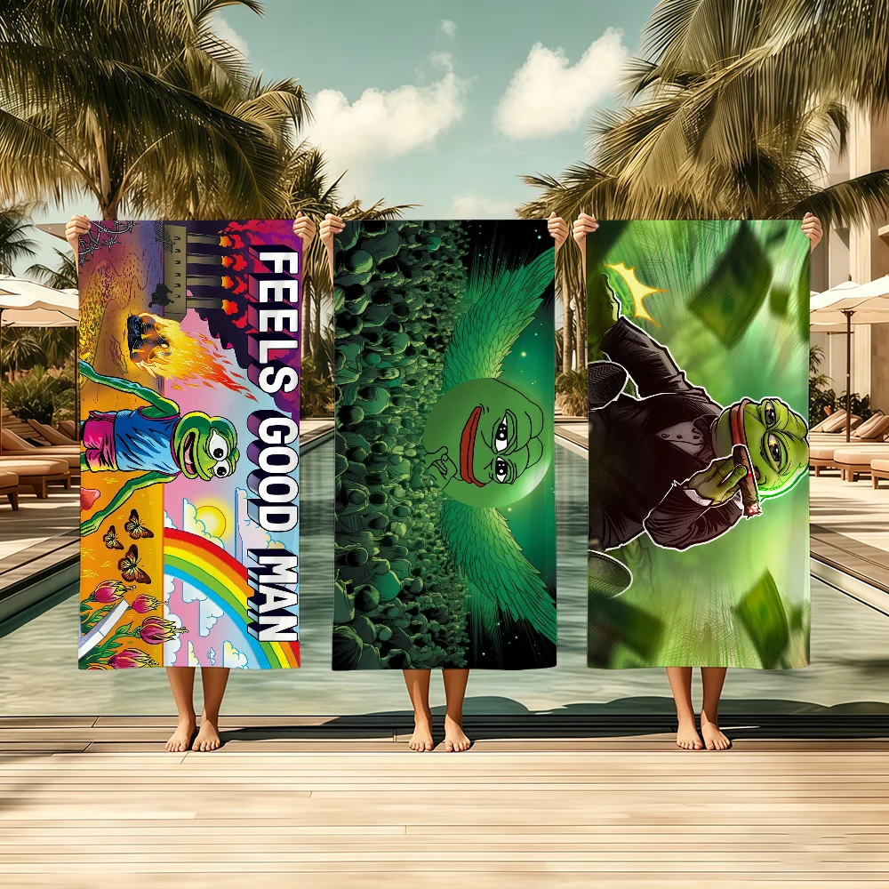 Emoticon Pack P-Pepe The F-Frog Towel Textile Bathrobe Beach Quick-Drying Lightweight Portable Camping Swim Pool Travel