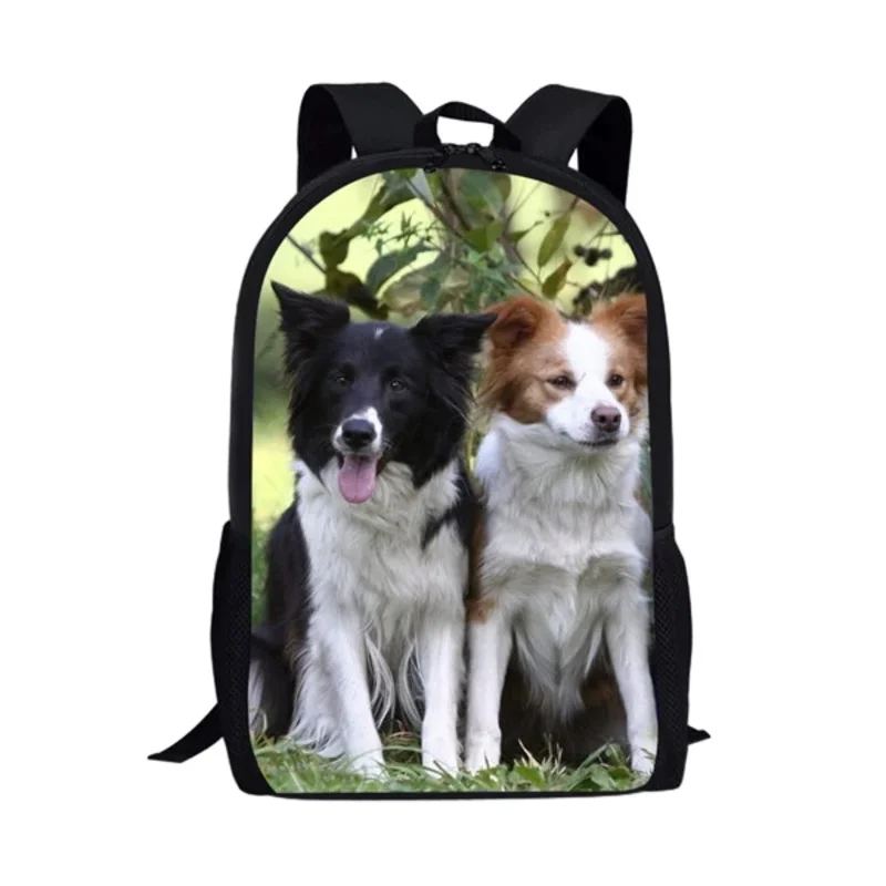 Border collie puppy design backpacks fashion trend lady travel school bags cute pet dog animal boys supplies teenager bookbag