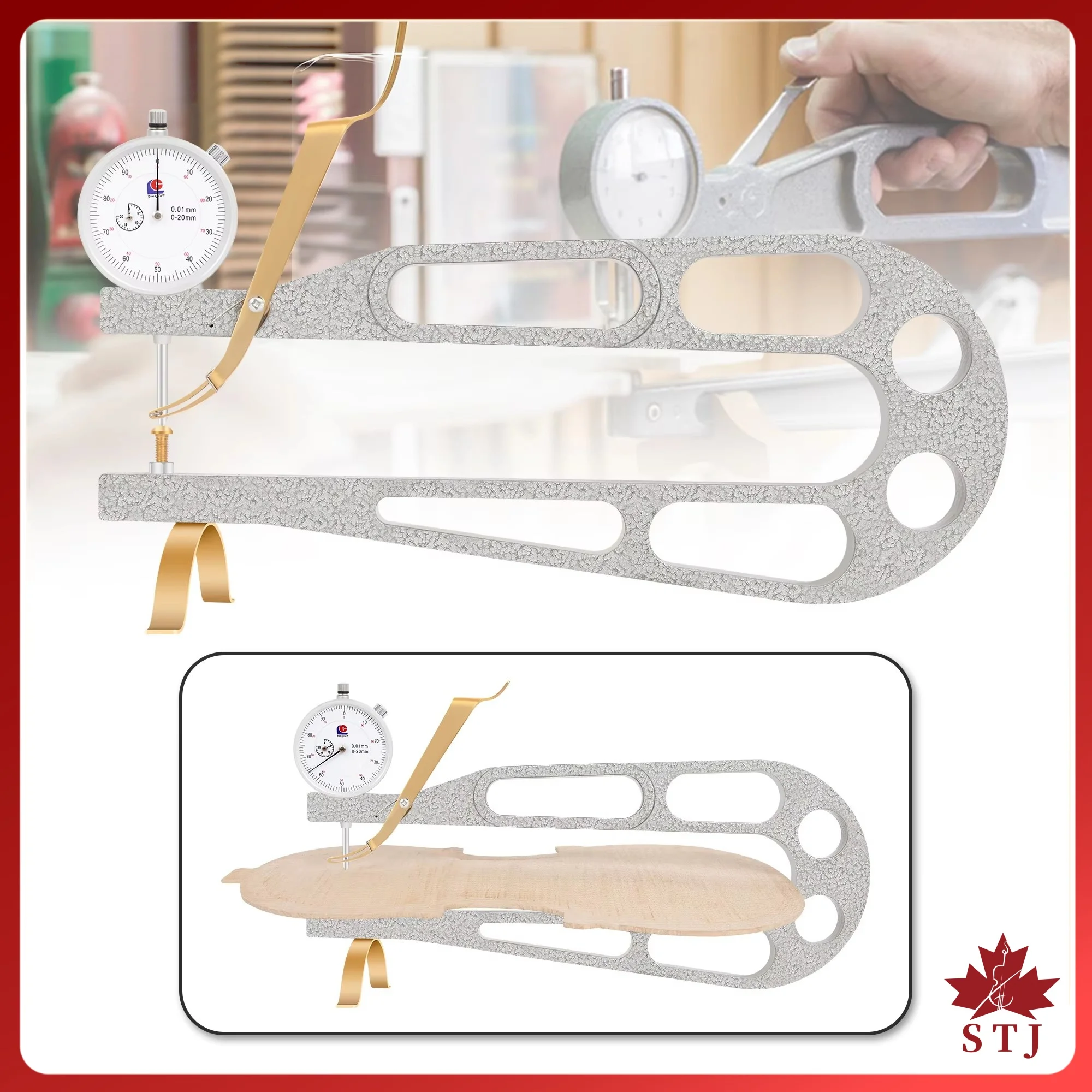 Violin Thickness Gauge Measuring Meter Tools for Fiddler/Cello/Bass/Guitar Aluminous Measurement Gauge Dial Indicator Luthier