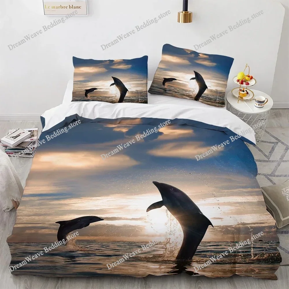Blue Dolphin Design Bedding Set Duvet Cover Set 3d Bedding Digital Printing Bed Linen Queen Size Bedding Set Fashion DesignFQH