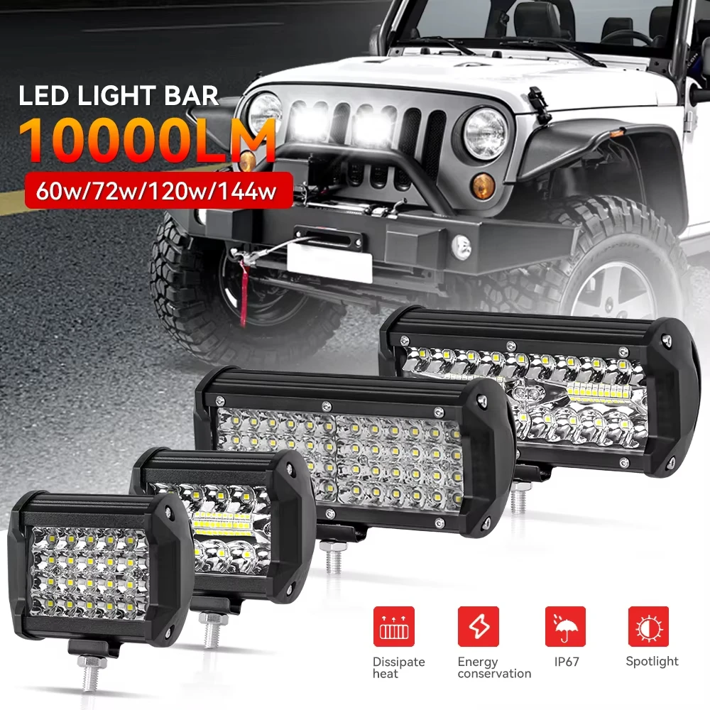 

1/2/4PC LED Work Light Bar 12-24V LED Headlight Car Spotlight Diode Fog Lamp for Atv Tractor Motorcycle Off Road Accessories 4x4