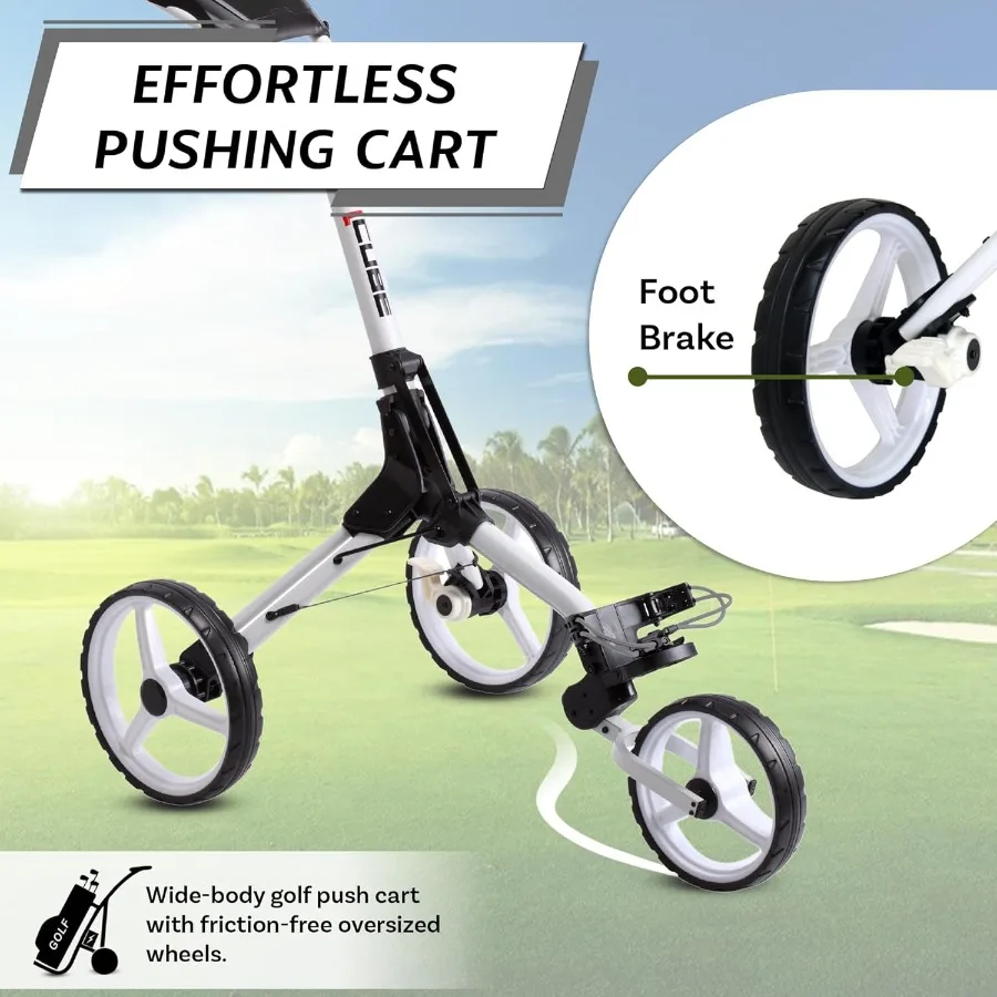 عربة جولف ذات 3 عجلات من CUBE CART لسهولة النقل والتخزين - آلية فتح/إغلاق بخطوتين - أصغر قابلة للطي
