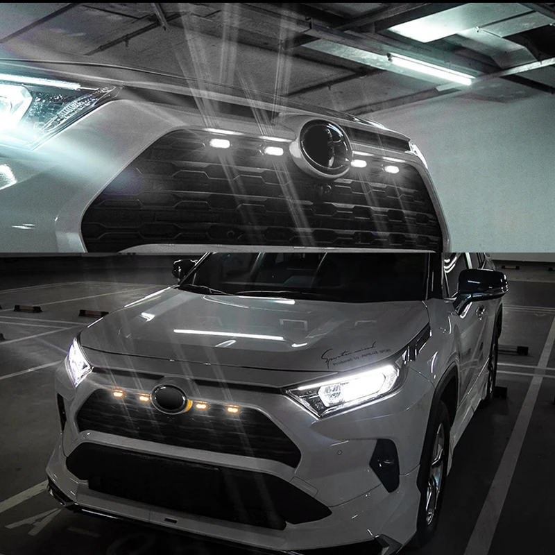 لتويوتا RAV4 LED مصبغة أضواء الجبهة شبكة تحذير DRL النهار مصباح جيد الإضاءة النهار اكسسوارات السيارات 4 قطعة 2019 2020 2021 2022