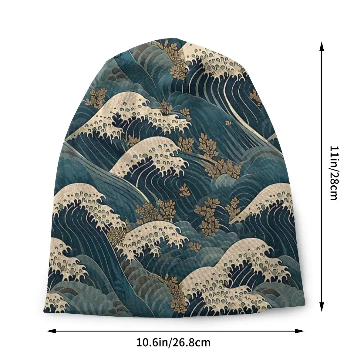 The Great Wave Off Kanagawa By Hokusai Japanese Wave Women's Beanies Caps Printed Pullover Chemotherapy Pile Outdoor Hat Turban