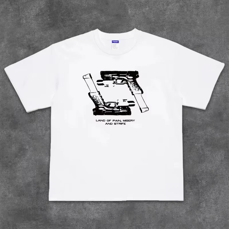 أفضل بيع الاتجاه هوك على لك تي شيرتات قصيرة الاكمام مسدس القطن طاقم الرقبة فضفاضة نصف كم تي شيرت الرجال الملابس