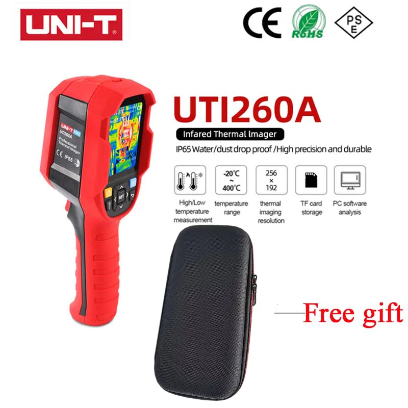 UTi260A with Carry Bag Industrial Thermal Imager for PCB Architecture Transportation Pipeline 256x192 Pixel 25Hz Infrared Camera