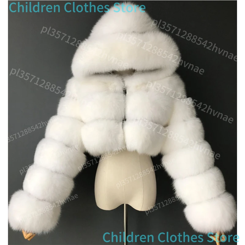 Abrigos y Chaquetas de Piel Sintética Corta de Alta Calidad para Mujer, Abrigo de Invierno con Capucha, Chaqueta de Piel Sintética, Manteau Femme