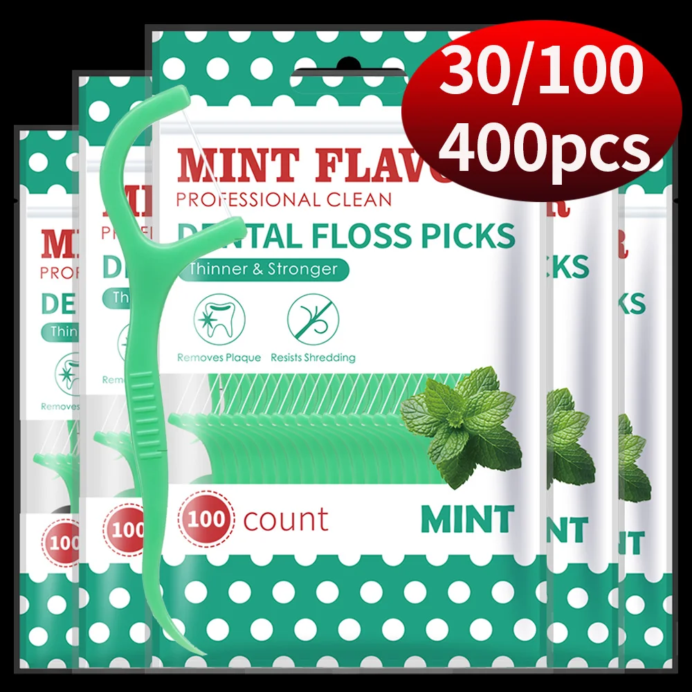 

Smooth Peppermint Floss Stick Interdental Cleaning Tool 400/100/30PCS Compact Practical One Stop Solution for Dental Care