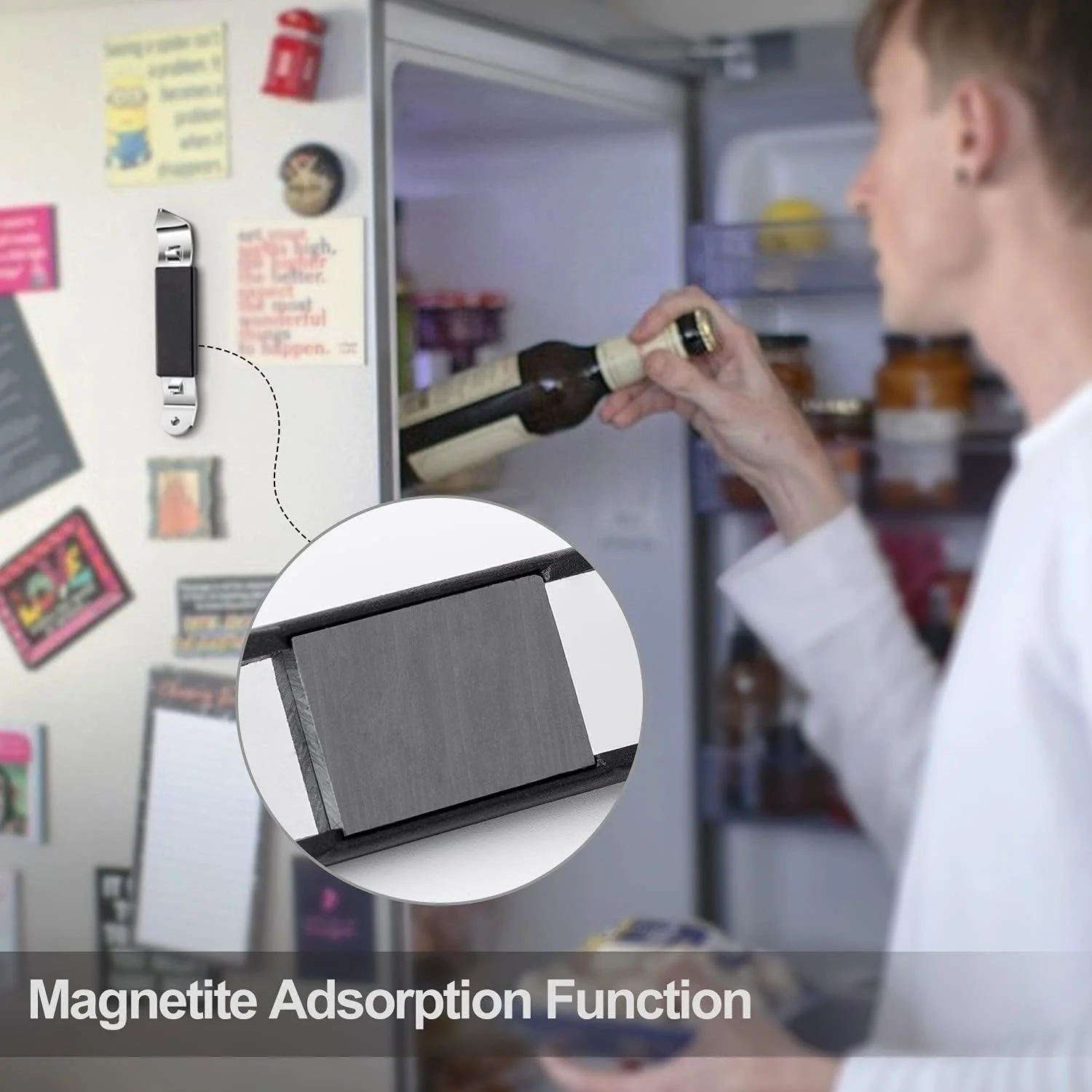 3 قطع فتاحات زجاجات مغناطيسية، فتاحات علب، فتاحة كلاسيكية محمولة من الفولاذ المقاوم للصدأ لعلب البيرة والمشروبات #5
