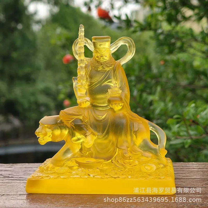 Zhao Gongming's Glazed Statue of the God of Wealth, Decorative Artware for Temples, Glazed Buddha Statue for the Buddha Wall, Ma