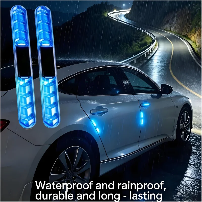 1/2pcs Car Door Anti-collision Warning Light Colorful LED Flashing Safety Motorcycle Decorative Light Strip Night Driving Gift