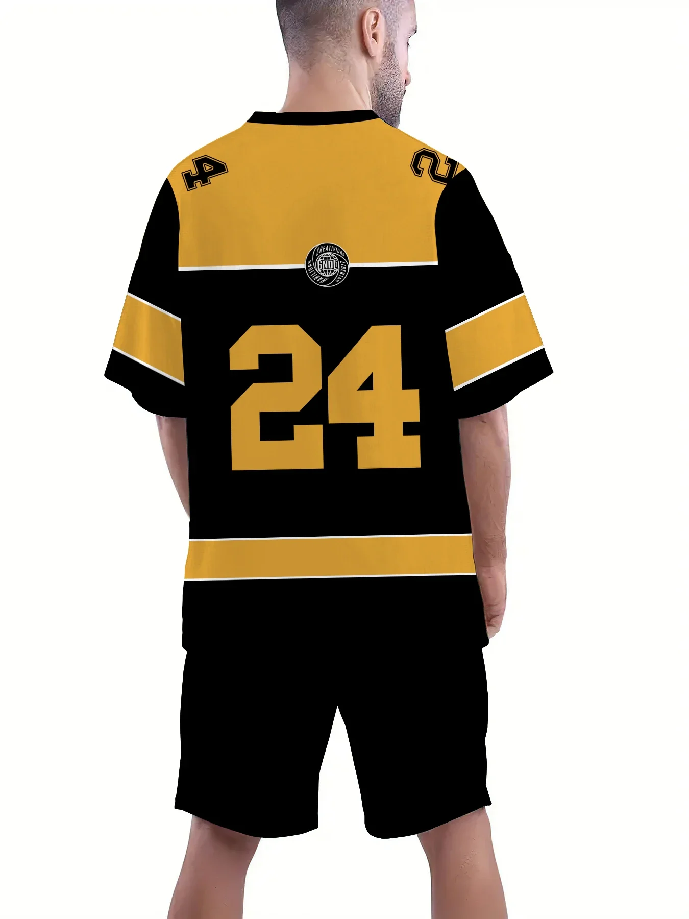 Moda 3d impresso no.24 padrão masculino camisa de manga curta respirável rua moda conjunto camiseta