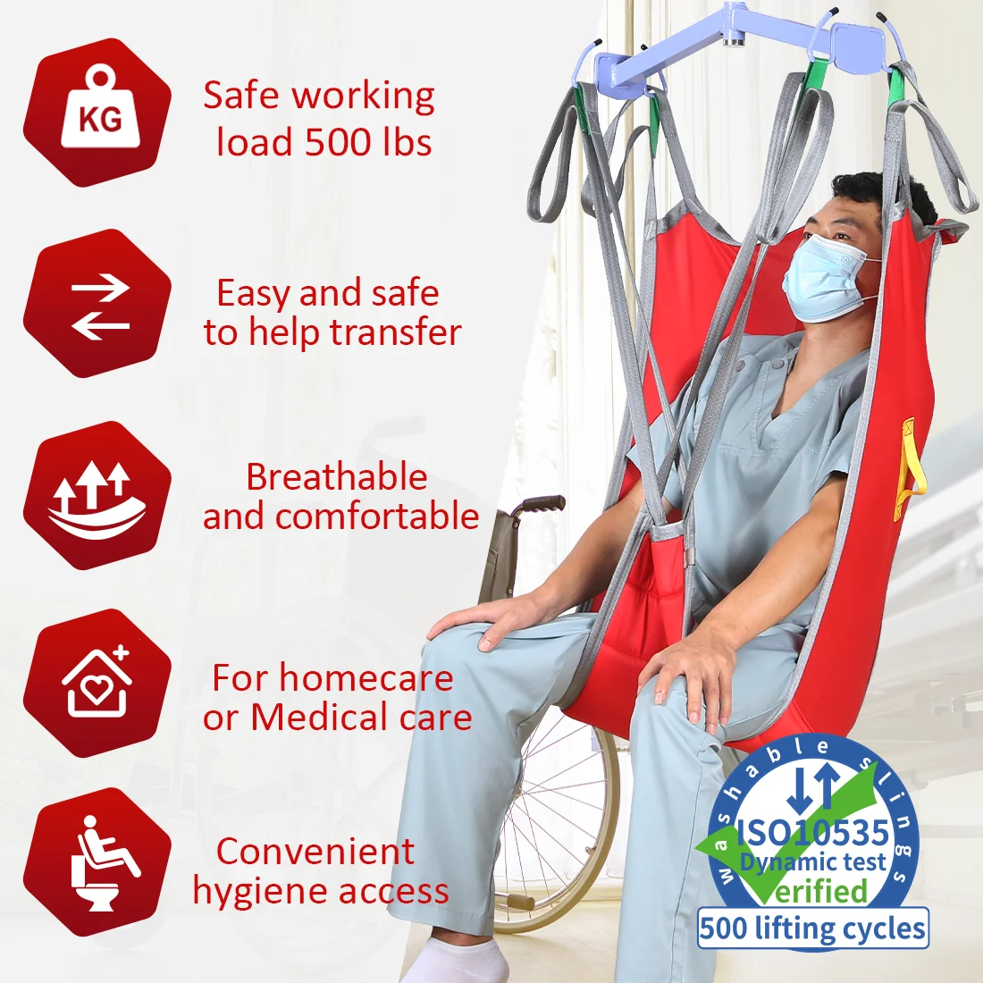 

Ehucon 500lbs Высокая спина пациента Хойер подъемник стропы разделенные ноги стропы передачи стропы для пожилых людей безопасности Туалет позиционирование