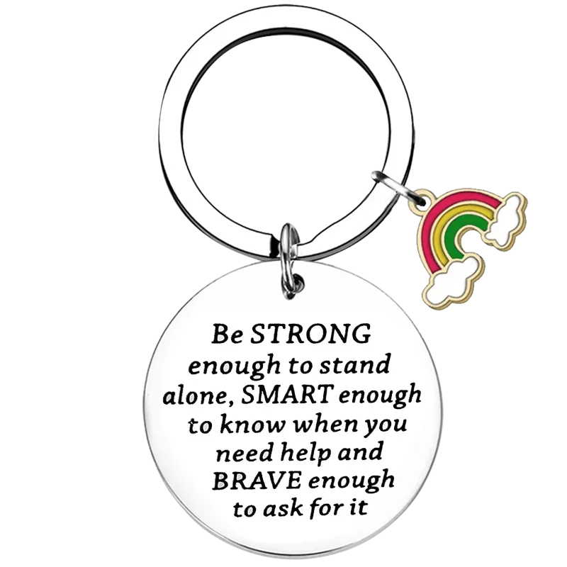 Cute Wolf Dog Gifts Keychain Wolf Lovers Wolf Inspirational Key Chain Pendant Jewelry Be Strong Enough to Stand Alone