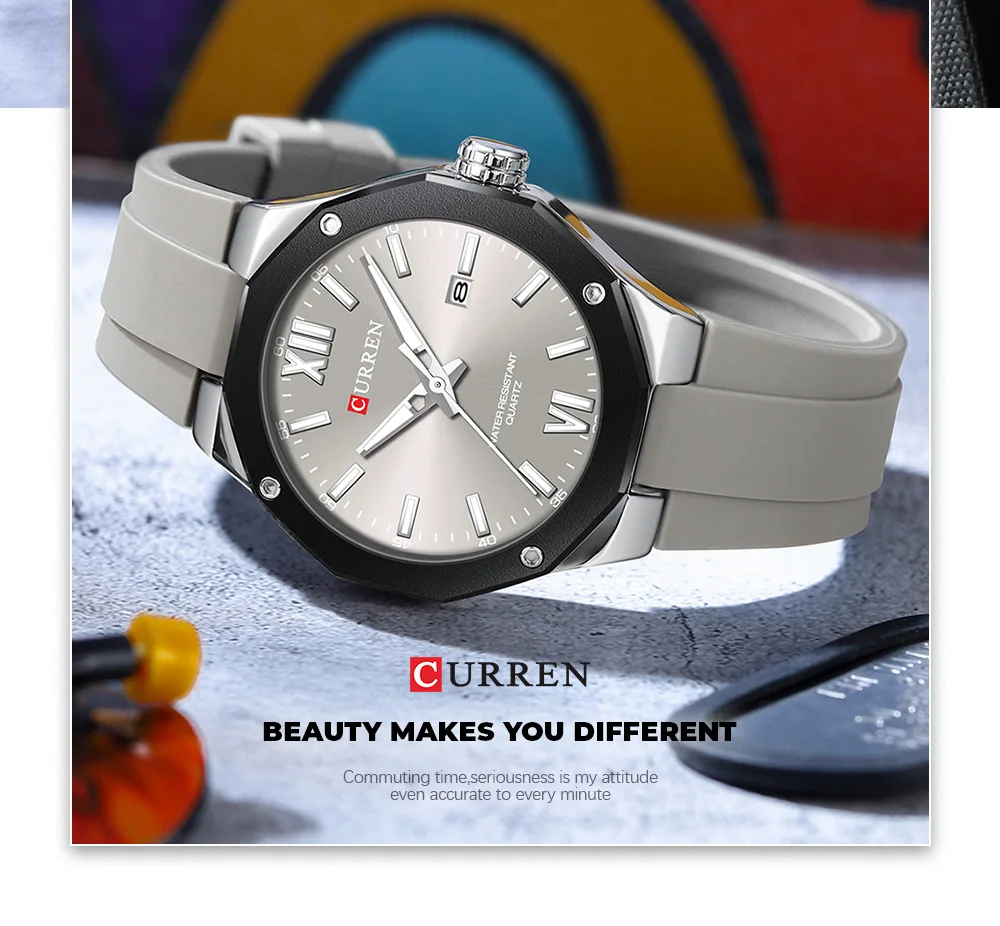 CURREN Einfache Luxus-Herrenuhren Neue Business-Quarz-Armbanduhr mit Silikonarmband Leuchtende Zeiger Wasserdichte Uhr – Detail 18