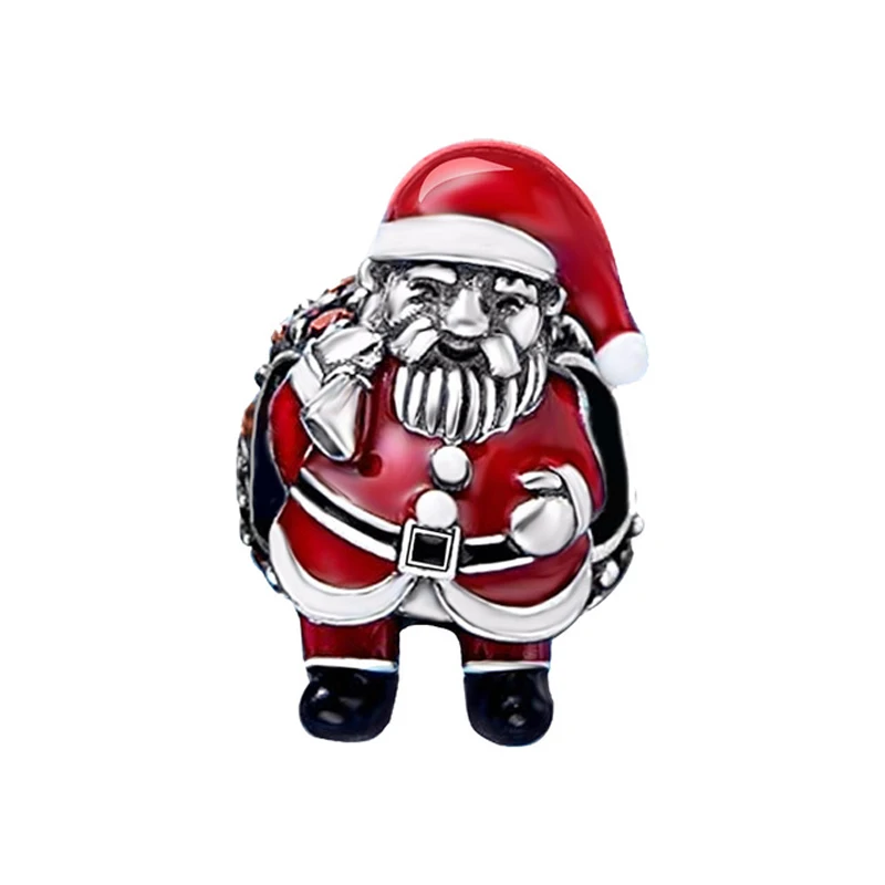 New 925 Sterling Silver Christmas Santa Claus Deer Apple Snowman Charm bead Fit Original Pendant Bracelet DIY Jewelry For Women