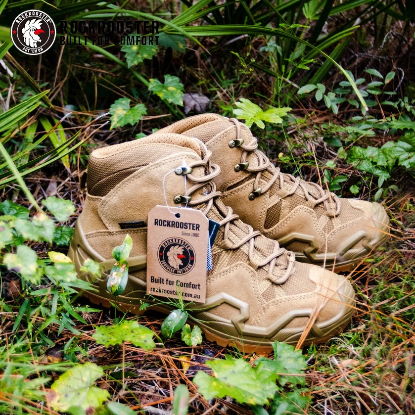 ROCKROOSTER Waterproof Hiking Shoes Men Hunting Tactical Boots Genuine Leather Breathable Ankle Boots Military Mountian Sneakers