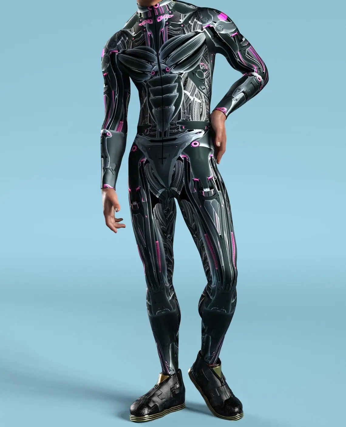 Mechanischer Print-Catsuit für Erwachsene Männer, Reißverschluss-Bodysuit, Zentai-Jumpsuit, Spiel-Party-Kostüm, Damen-Halloween-Cosplay-Outfit 2026 – Detail 25