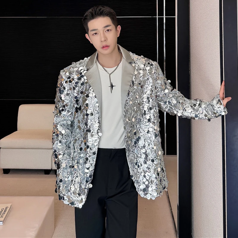 LUZHEN 2024 Autumn High Quality Trendy Sequin Decorate Design Elegant Casual Blazer Jacket Men\'s Korean Fashion Suit Coat 76fe1e