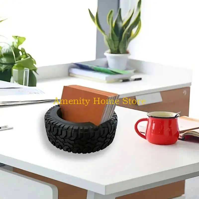 F26C Unique 3D Printed Tire Business Card Stand With NonSlip Base And Durability Construction For Professional Spaces