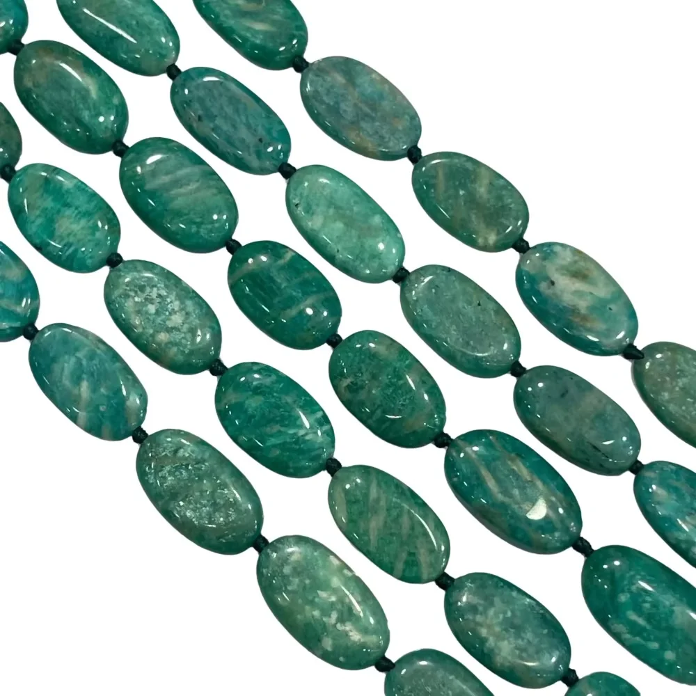 Amazonite Flat Oval Drop 38cm FPPJ Wholesale Loose Beads for DIY Jewelry Making Nature-Inspired Necklace Components