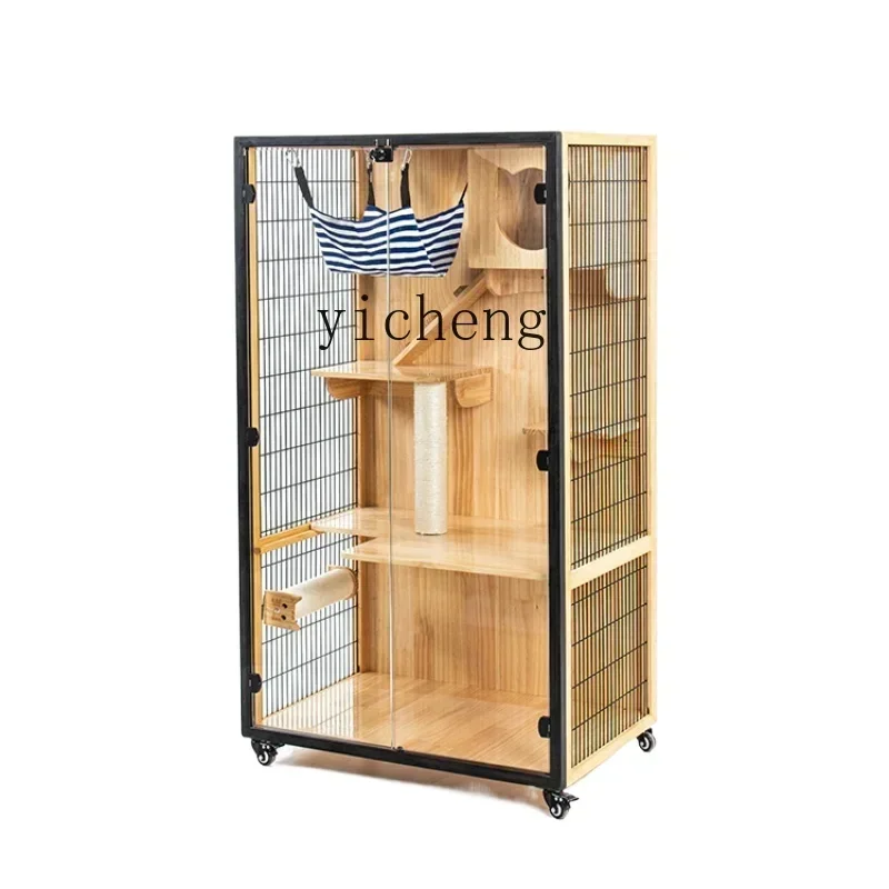 ZC solid wood does not occupy an area of cat house, household indoor cat house, three-story large cat house luxury
