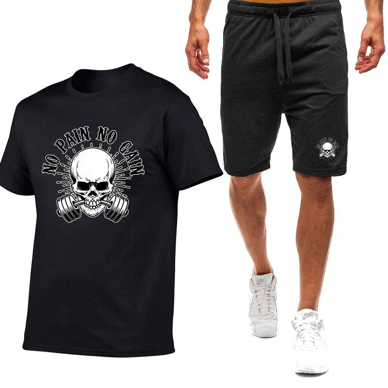 

Fierce Gym 2025 New Men's Summer Nine Color Short-sleeved Set Simple Casual Trendy T-shirt + Shorts Sports Fitness Suit