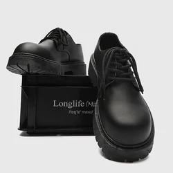 Formal at Work Leather Shoes Men's Korean-Style Men's Lace-up Student Wedding Shoes Work Teenagers British Office