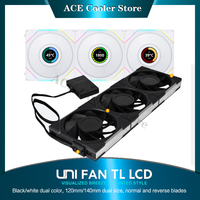 Lian Li Uni Fan LCD TL120 TL140 Forward/Reverse Computer Case Fan, 1.6'' Monitor Display 400*400, 1 / 3 Pcs Pack, New Arrival