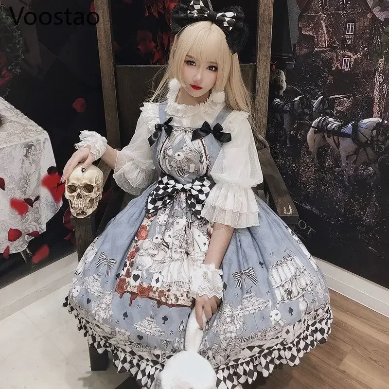 Japanese Gothic lolita dress girls vintage dark funeral Lolita JSK dress women Harajuku cool sleeveless punk suspender dresses