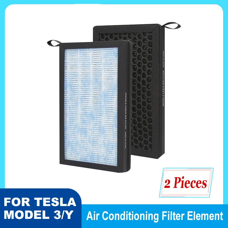 HEPA Activated Carbon Air Filter For Tesla Model 3 Model Y 2022 2 Pieces Set Air Conditioner Filter Element Replacement Cleaner