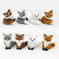 Cute Small Simulation Fox Toy Mini Squatting Fox Model Artificial Animal Kids Plush Toys Home Decoration Wedding Birthday Gifts
