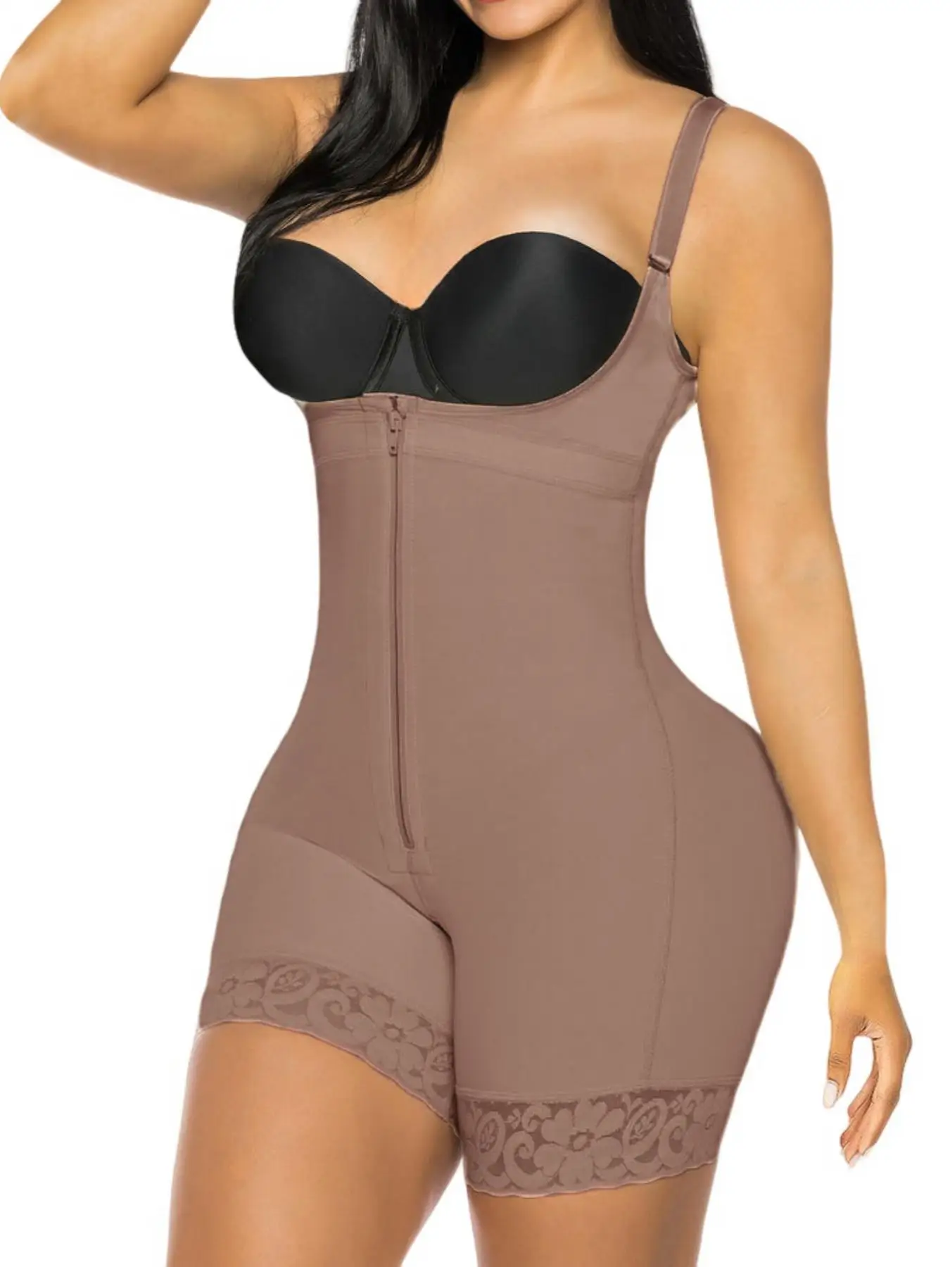 

Full Body Shaper Compression Shapewear Open Bust Tummy Control Zipper for Smooth Body Contouring