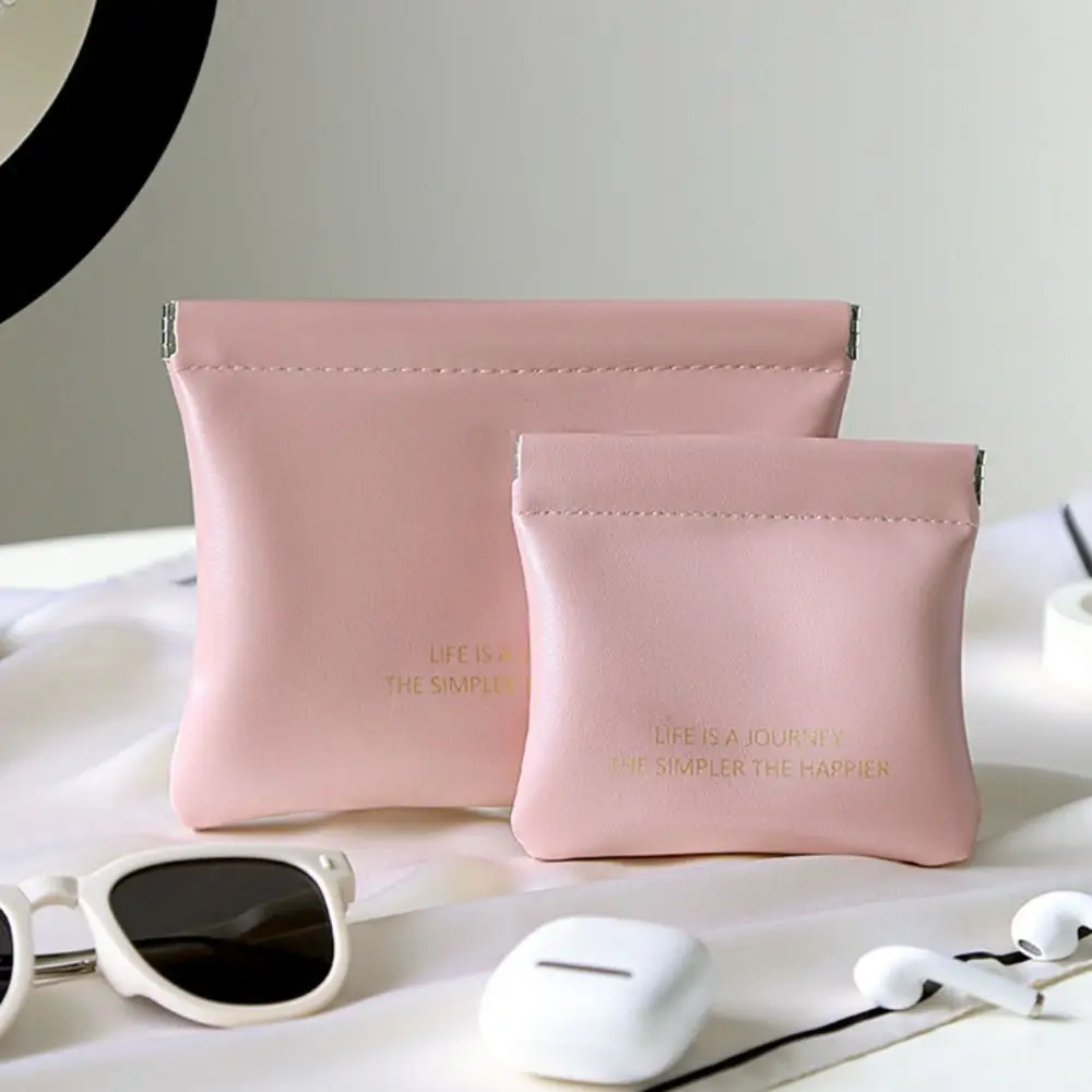 

Fashion Automatic Closing Lipstick Bag Simple Portable Makeup Bag Travel PU Jewelry Handbag
