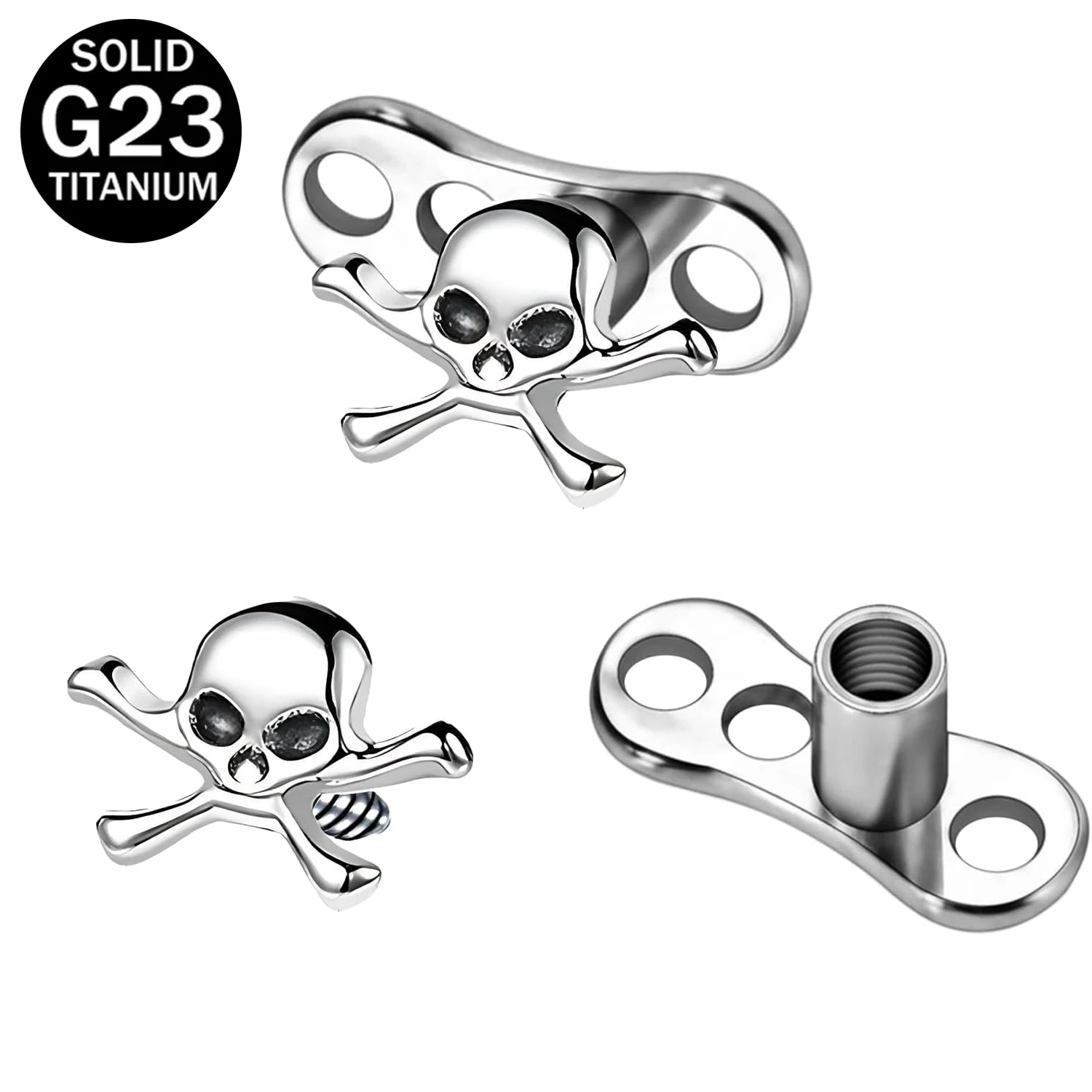 Titanium 14G Dermal Hypoallergenic Surface Piercing Anchor Micro Dermal Tops And Base Internally Threaded Studs Body Jewelry Kit