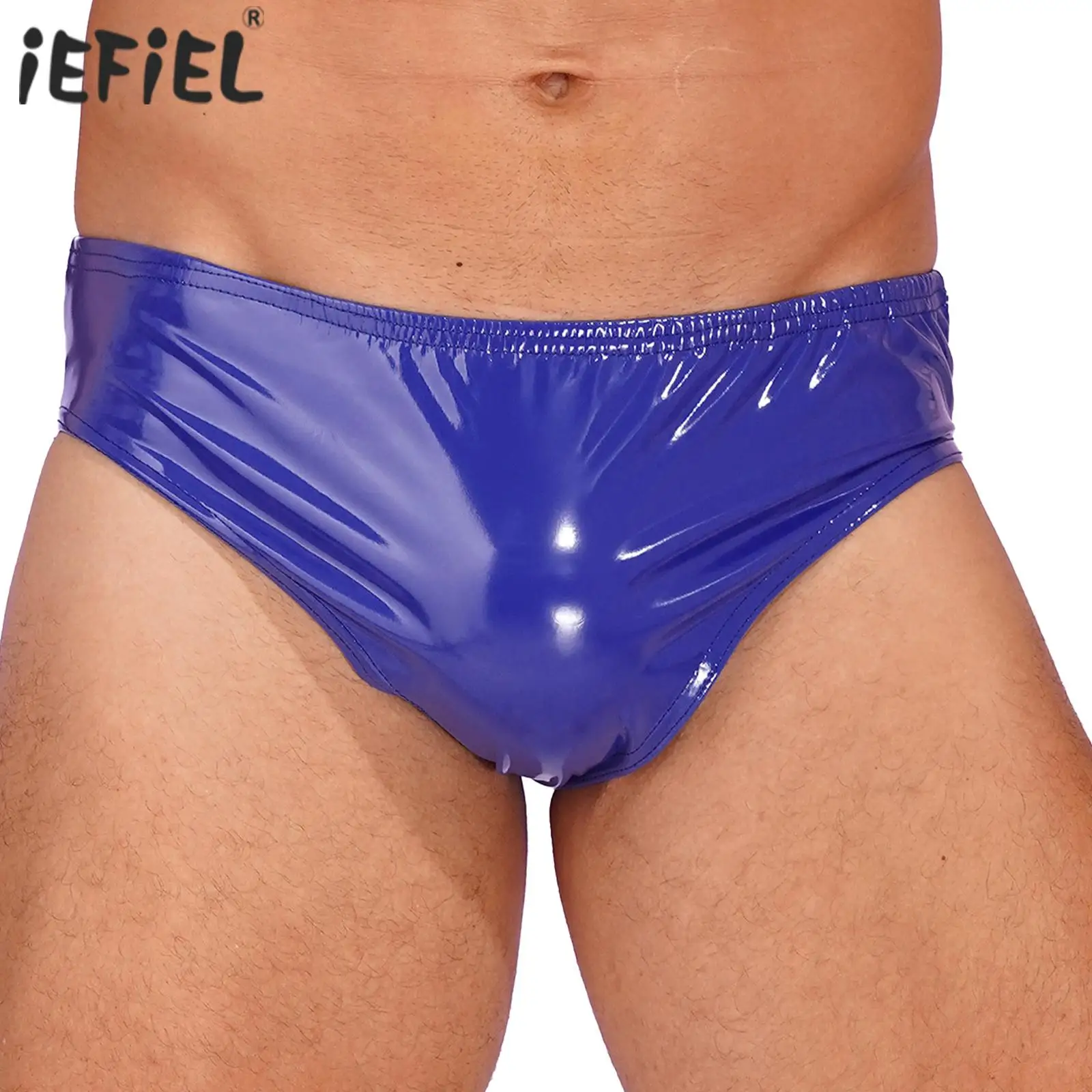 Mens Glossy Appearance Briefs Panties Elastic Waistband Underpants Wet Look Patent Leather Clubwear Pole Dancing Rave Costume