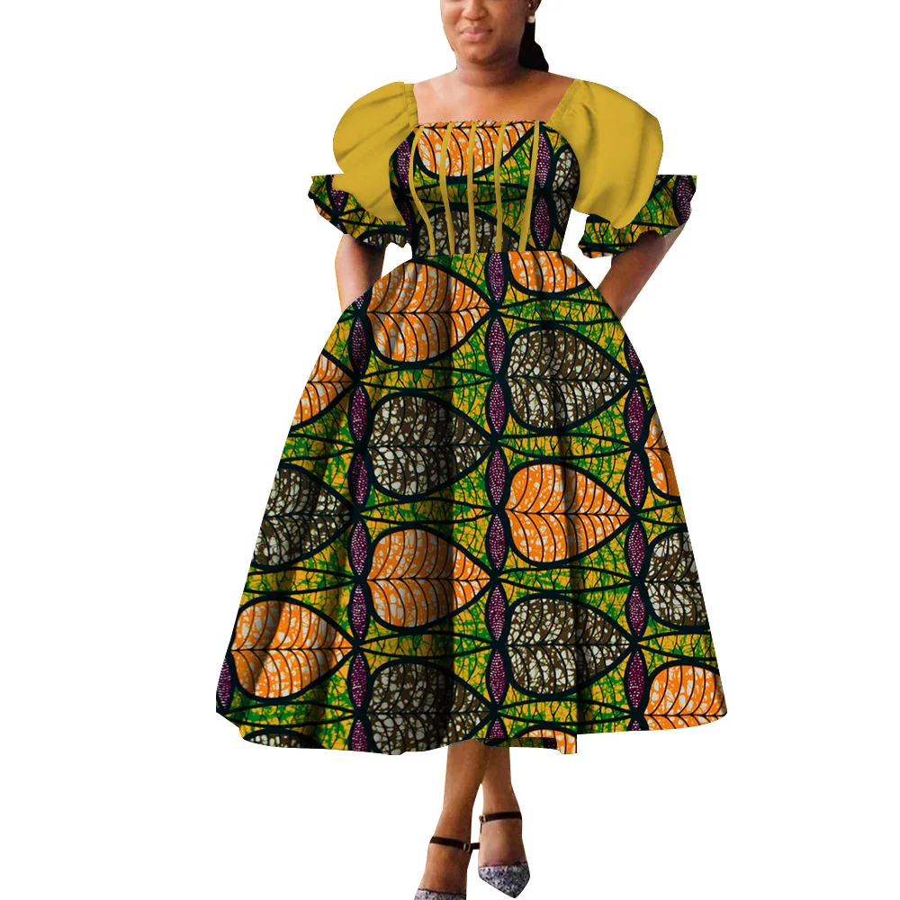 Dashiki Summer Dress Robe Puff Sleeve Africaine Femme African wear for Women Plus Size Clothing Traditional Bazin Riche Wedding