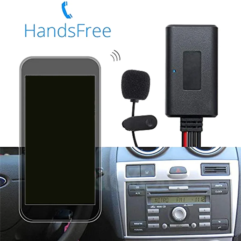 Car Bluetooth 5.0 Kit Microphone Handsfree 12Pin AUX Adapter for Ford Focus Mondeo CD 6000 6006 5000C MP3 Radio Audio