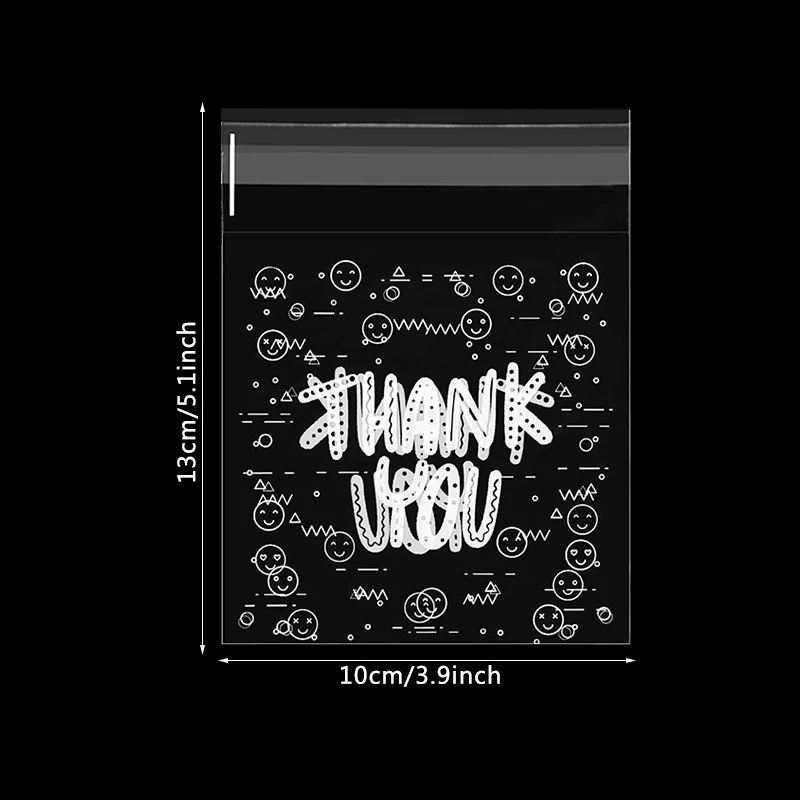 100pcs/lot Clear Thank You Candy Cookie Bag Plastic Transparent Baking Bag For Wedding Birthday Favor Party Gift Decoration