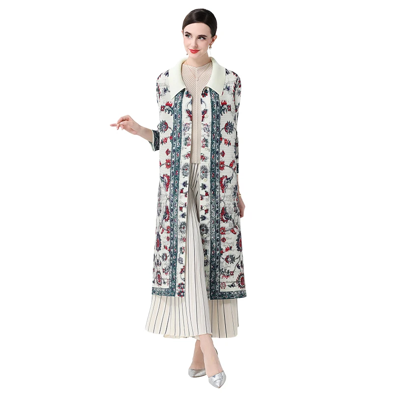 Sukienka damska w stylu Miyake, plisowana, kolekcja jesień 2025 - luksusowa, luźna sukienka koszulowa, elegancki, uniwersalny strój dla mamy, francuska impreza.